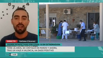 El caso de Sergio se suma a los primeros recontagios conocidos en el mundo esta semana. Sergio Sánchez, en un momento de la entrevista en directo que ha concedido a Extremadura Noticias.