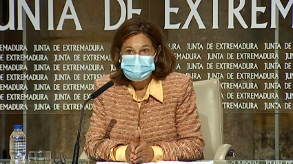 La vicepresidenta y consejera de Hacienda, Pilar Blanco-Morales, en la rueda de prensa de esta mañana 