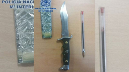 Machete intervenido al detenido por agresión al agente de Policía Nacional