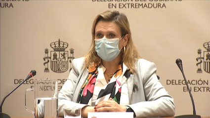 La delegada del Gobierno de Extremadura, en rueda de prensa | Archivo