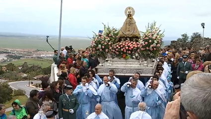 Una de las últimas procesiones  protagonizadas por la Virgen de la Montaña de Cáceres