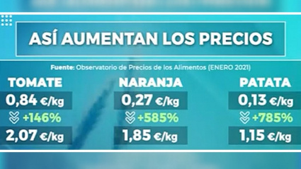 Precios reales de los productos en origen y en tienda