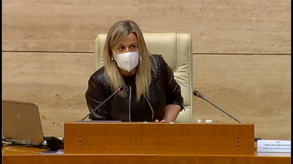 Intervención de la Presidenta de la Asamblea, Blanca Martín durante el pleno