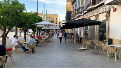 Veladores en el centro de Badajoz