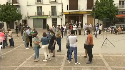 Protesta de los trabajadores del ayuntamiento de Alburquerque
