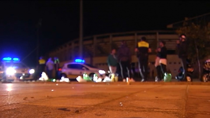 Control policial durante la celebración de un 'botellón' en Badajoz