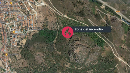 Zona del incendio en Cañamero