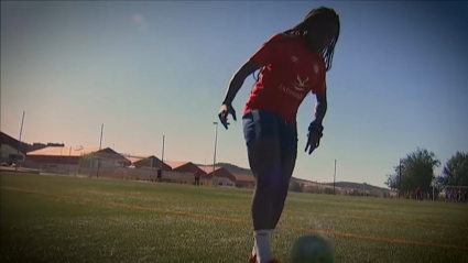 Edna entrenando con el Cacereño Femenino