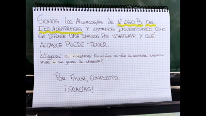 Mensaje compartido en redes sociales