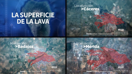 Recreaciones de cómo afectaría la lava a las capitales extremeñas