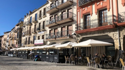 Las terrazas de la Plaza Mayor de Plasencia.