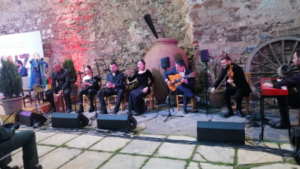 Celia Romero, actuando en la inauguración de la Feria del Toro de Olivenza