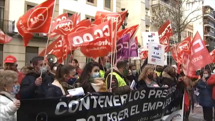 Manifestación de los sindicatos contra la inflación.