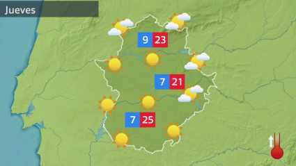 Mapa de tiempo previsto para el jueves 13 de abril