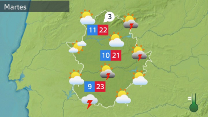 Mapa de tiempo previsto para el martes 3 de mayo