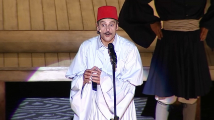 El actor Antonio Pagudo durante una escena de 'La Comedia de los Errores' en el Festival de Teatro Clásico de Mérida