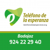 Logo y teléfono del Teléfono de la Esperanza de Badajoz