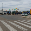 Camiones y tractores parados en el Centro de Trasnportes de Don Benito 