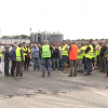 Agricultores durante uno de los paros indefinidos en la recogida de aceituna de mesa. 