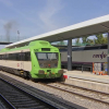 Imagen de un tren de portugués y otro español en la estación de Badajoz