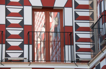 Detalle de la fachada de una de las Casas Coloradas