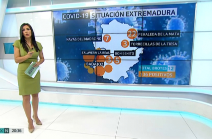 Mapa de los brotes de COVID-19 activos en Extremadura