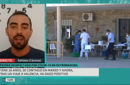 El caso de Sergio se suma a los primeros recontagios conocidos en el mundo esta semana. Sergio Sánchez, en un momento de la entrevista en directo que ha concedido a Extremadura Noticias.