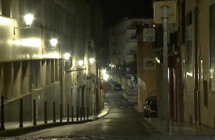 Imagen del centro de Badajoz en la primera noche del toque de queda