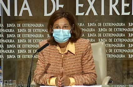La vicepresidenta y consejera de Hacienda, Pilar Blanco-Morales, en la rueda de prensa de esta mañana 