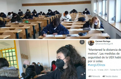 Imágenes de la realización de exámenes presenciales en la Universidad de Extremadura