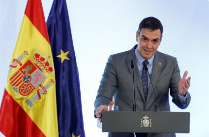 El presidente del Gobierno, Pedro Sánchez interviene en el acto de firma del Protocolo sobre Alquiler Social de Viviendas, hoy en el Palacio de la Moncloa.