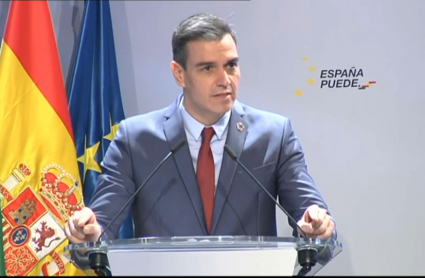El presidente del Gobierno, Pedro Sánchez, en su intervención en Mérida sobre la gestión de los fondos europeos