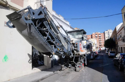 Asfaltado en una calle de Mérida