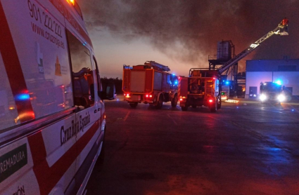 Imagen del incendio de la central hortofrutícola de Mérida
