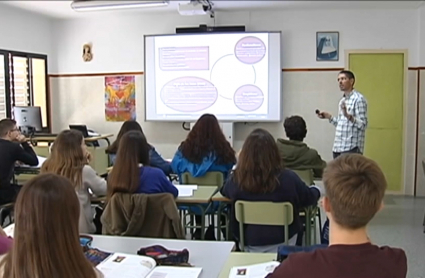 Clase, aula en un colegio de Extremadura