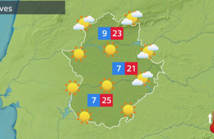 Mapa de tiempo previsto para el jueves 13 de abril