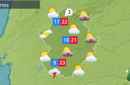 Mapa de tiempo previsto para el martes 3 de mayo