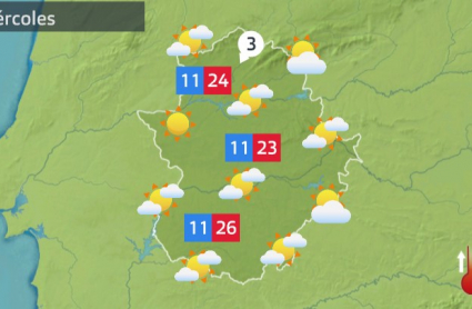 Mapa de tiempo previsto para el miércoles 4 de mayo