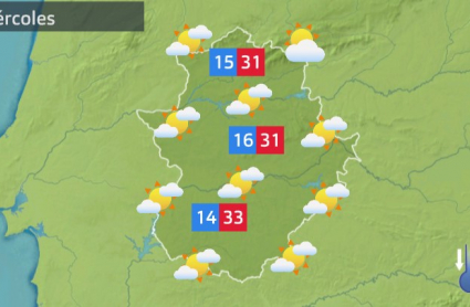 Mapa de tiempo previsto para el miércoles 11 de mayo