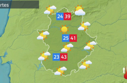 Mapa de tiempo previsto para el martes 12 de julio