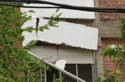 Derrumbe fachada IES Gabriel y Galán en Plasencia