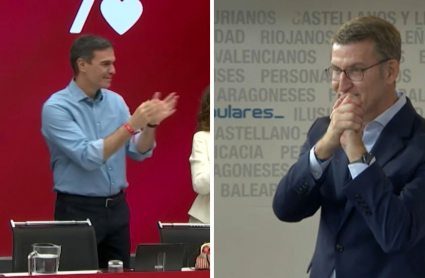 Pedro Sánchez en el Comité Ejecutivo del PSOE y Alberto Núñez Feijóo en la Junta Directiva Nacional del PP