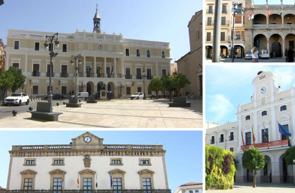 Ayuntamientos de Badajoz, Cáceres, Mérida y Plasencia